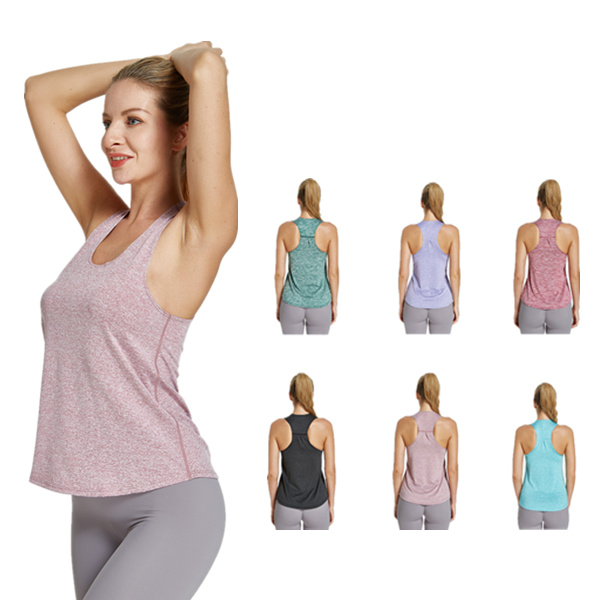 Summer 85% Polyester 15% Spandex Custom Logo Women Girl Tank Top Breathable Gym Sport Fitness Yoga Sleeveless Blouse U-neck Vest