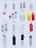 Bouteille en plastique durable de 16 oz à presser, bouteille de sauce de cuisine avec des mesures discrètes pour le ketchup, les sauces BBQ