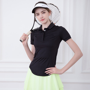 Camisetas Polo de Manga Corta a Rayas para Mujer, Transpirables, de Secado Rápido, Ligeras, de Spandex/Poliéster, Asimétricas, para Gimnasio y Actividades al Aire Libre, Venta al Por Mayor - Product Image 3
