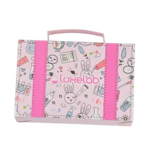 Versatile scatola a forma di valigia in cartone per bambini in cartone rosa per imballaggio con manico