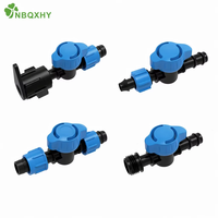 Vanne de goutte-à-goutte en ligne en plastique de haute qualité, bleue, à commande rotative, connecteur à filetage cannelé, pour contrôle de l'eau et irrigation, pression 1-3 bars