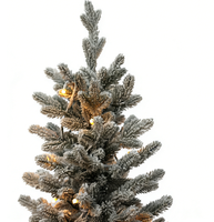 Sapin de Noël artificiel floqué en cèdre de 2,13 m, pré-éclairé LED blanc chaud, avec écran d'affichage, écologique, pliable, mince, effet neige, idéal pour appartement