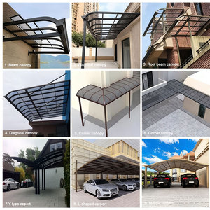 Abri de voiture moderne en métal pour extérieur, imperméable, en polycarbonate, avec toit en <span class=keywords><strong>aluminium</strong></span> et acier, pour parking extérieur - Product Image 5