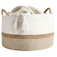 Panier à linge sale pour la maison Corde en coton tissé Corde en coton écologique pour animaux de compagnie Panier de rangement en corde de coton pour la maison moderne