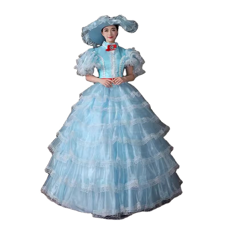 blue civil war dress Victorian blue Dress, Civil War Dress, Old West dresses, 1860s Ball Gown