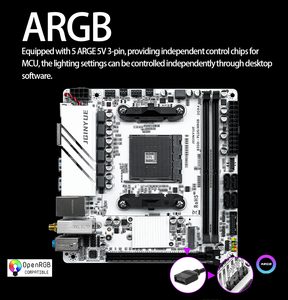 Jginyue b350i cộng với argb AM4 Bo mạch chủ Mini ITX hỗ trợ <span class=keywords><strong>AMD</strong></span> Ryzen 2000-4000 Series (5600x) CPU <span class=keywords><strong>DDR4</strong></span> RAM máy tính để bàn PC với wifi - Product Image 5