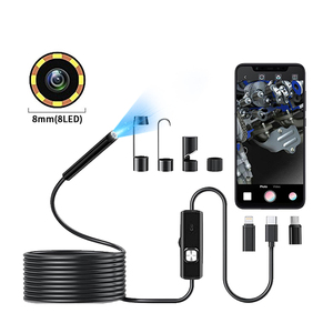 Two ways 8mm Industrial Endoscope Waterproof Snake Camera with 8 <b>Lights</b> Photo Video Recording Capture Helpful Tool Endoscope - Product Image 1