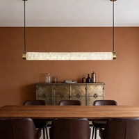 Lustre minimaliste en albâtre espagnol, style nordique, en marbre naturel, pour restaurant, bar, cuisine, avec éclairage LED