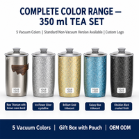 Tasse isotherme en titane pur de 350 ml avec infuseur à thé, couvercle à ouverture rapide, sangle de transport, anti-brûlure, pour voyage et extérieur, coffret cadeau