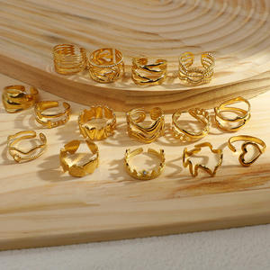Anillos de Moda Chapados en Oro, Diseño Abierto, Forma Geométrica, Joyería de Fiesta para Mujer, Círculos Irregulares, Patrón de Corazón, Origen Yiwu - Product Image 3