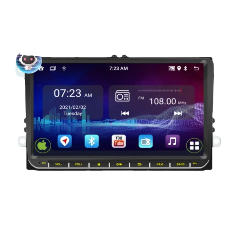 9นิ้วAndroid Carplayเครื่องเล่นสเตอริโอรถยนต์Wifi GPS RDS AHD ASP FM AMสําหรับVolkswagenกอล์ฟโปโลPassat B6 B7