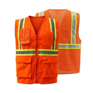 CITICITYWholesale Chaleco Industrial de Alta Visibilidad Bicolor, Malla de Poliéster Naranja, Múltiples Bolsillos, Chaleco de Seguridad Reflectante con Cremallera - Product Image 1