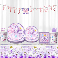 Gobelets en papier série papillon assiettes ensemble de vaisselle de fête jetable pour la fête d'anniversaire des filles remise des diplômes noël halloween