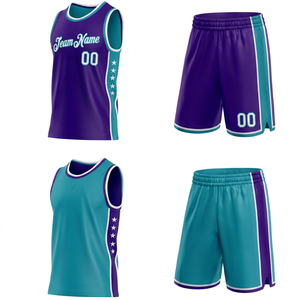 Conjunto de Pantalones Cortos y Camiseta de Baloncesto Reversibles Personalizados, Uniformes de Equipo sin Mangas de Doble Cara, Transpirables, 100% Poliéster Elástico - Product Image 1