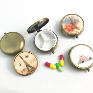 Customized Portable Gold Plated Metal Pocket Organizer Travel-friendly Storage Pill Case for Promotional Pill Boxes