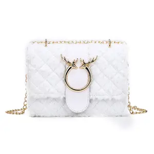 Lujo nueva moda etiqueta privada Fiesta blanco Vintage Tote embrague bandolera bolsos con cadena