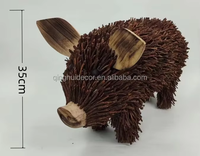 Escultura de Cerdo de Madera Hecha a Mano para Decoración del Hogar, Fabricada en Fábrica