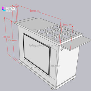 Carrito de Bar Desmontable para Exteriores LEDA, Acrílico Blanco, con Sombrilla, Diseño Rectangular Elegante, Desmontable para Eventos - Product Image 4