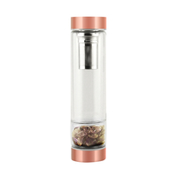 Bouteille d'eau en verre avec couvercle d'infuseur de thé, bouteilles d'eau en or Rose, cristal de pierre précieuse avec accessoires d'infuseur de thé, vente en gros d'usine