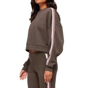 Conjunto de Pantalones Largos de Algodón Tejido Personalizables con Sudadera de Manga Larga y Cintura Alta que Deja Ver el Ombligo, Casual, Impermeable y de Secado Rápido - Product Image 4