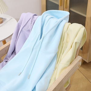 Custom Logo Hoodie 320g Polyester Loose Fit Long Sleeve Solid Color Pullover Sweatshirt For Leisure Promotion - Product Image 3