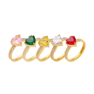 婚戒彩宝心形锆石戒指简约高级感戒指订婚手饰品新设计风格