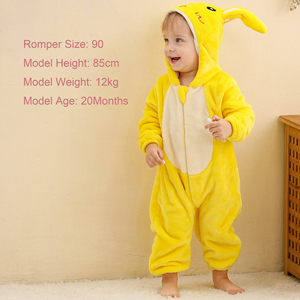 Michley mode vêtements infantile flanelle unisexe bébé barboteuses Animal mignon garçon à capuche une pièce combinaison petites filles - Product Image 2