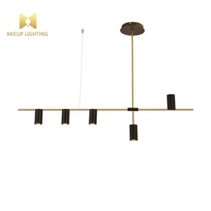 Barre d'éclairage suspendue en cuivre simple et moderne, multicube, longue suspension linéaire, luminaires LED décoratifs pour restaurants - Product Image 3