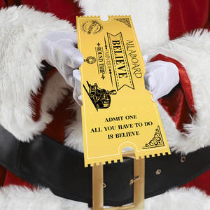 手書き金箔ヴィンテージグリーティングカードクリスマスポーラーエクスプレスパーティー招待状コート紙UVコーティング - Product Image 2