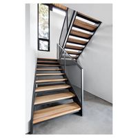 Escalier droit de type Prima Escalier, en acier et bois, pour intérieur, moderne, durable, écologique, escalier quart de tour, élégant