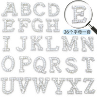 Auto-adhésif perle strass lettre patchs A-Z fer sur Bling Alphabet Applique pour bricolage personnalisé vêtements sacs Jean veste artisanat