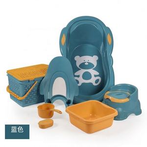 Nouvel ensemble de bain pour bébé avec bassine, seau, pot, panier, support, presse-agrumes, louche, baignoire en plastique pour bébé, 8 pièces - Product Image 5
