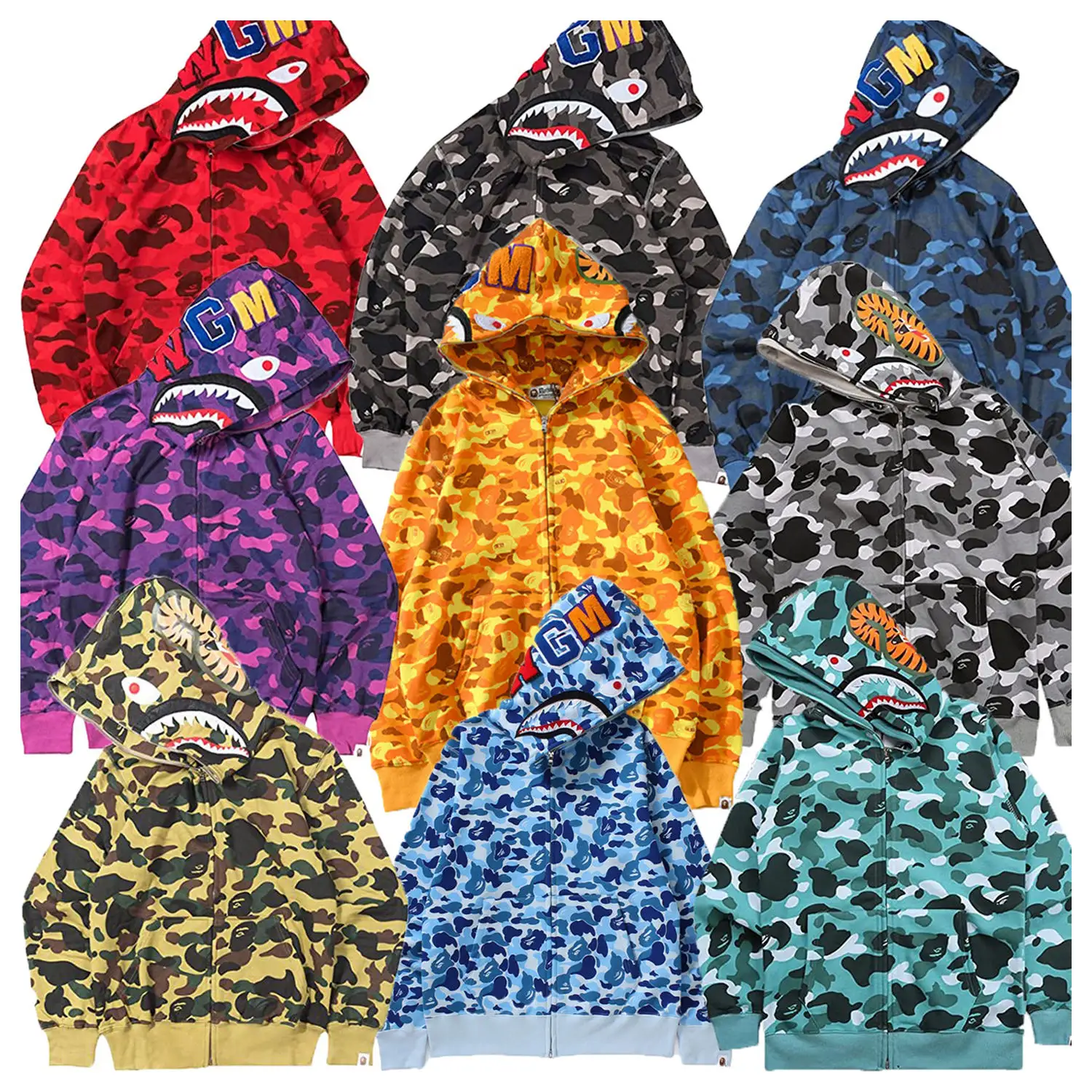 Wholesale hoodie oversized men hape shark Hoodies 3D digital printing hooded fashion sweater zipper hoodie sweatshirt jacket