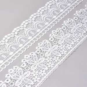 Groothandel Decoratieve Katoen Wit Borduren Wedding Trim Bloem Patroon Kant Trimmen Voor Dressing Accessoires