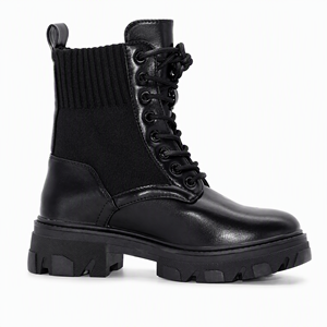 Stivali Combat da <span class=keywords><strong>Donna</strong></span> con Logo Personalizzato OEM, Suola con Zeppa, Tacco Alto, Lacci, Gamba a Costine, Occhielli Metallici, Suola Antiscivolo, Stivaletti con Rialzo Interno - Product Image 5