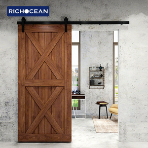 Porte de <span class=keywords><strong>grange</strong></span> intérieure en aluminium RICHOCEAN USA avec système de portes coulissantes et verre cannelé - Product Image 1