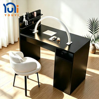 Station de travail pour manucure en bois style nordique avec collecteur de poussière intégré et armoire de rangement, bureau à ongles pour salon de manucure professionnel
