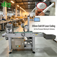 Machine de marquage laser UV à alimentation automatique en circuit fermé pour le codage sans surveillance de la papeterie, des produits chimiques quotidiens et des étuis à stylos pour la production en série