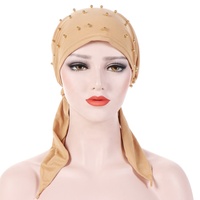 Nuevo Turbante Indio con Cuentas de Color Sólido, Estilo Europeo Americano, y Pañuelo Elástico para la Cabeza, de Poliéster, Unisex, para Todas las Temporadas, en Stock