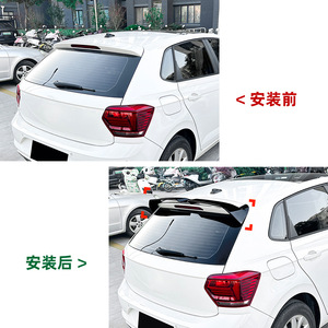 Volkswagen Rear Spoiler Piano <b>Black</b> Carbon Fiber Texture ABS Ducktail <b>Trunk</b> Wing For Polo MK6 2019+ - Product Image 4
