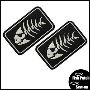 Parche de tela rectangular de calidad con bordado de huesos de animales marinos y colores, con velcro para coser en bolsos, sombreros, abrigos y proyectos DIY. - Product Image 6