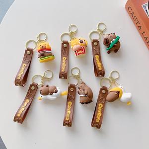 Porte-clés en caoutchouc PVC mignon en forme de capybara, porte-clés animal capybara, cadeau créatif, porte-clés pour sac à dos de voiture, porte-clés capybara - Product Image 1