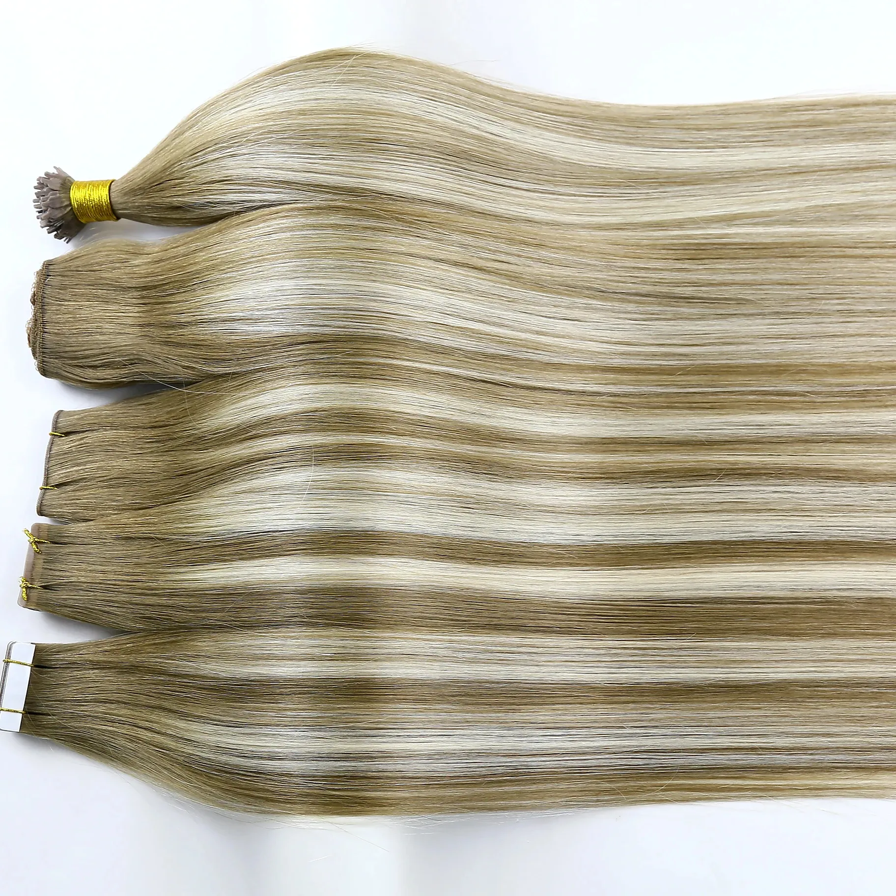 Russian Thin Invisible Genius Weft Hand Tied Weft Hair Extensions Double Drawn Human Hair Genius Weft