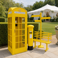 Cabine téléphonique portable blanche, style vintage britannique de Londres, en forme de cadre, avec enregistreur de messages, pour livre d'or audio de mariage