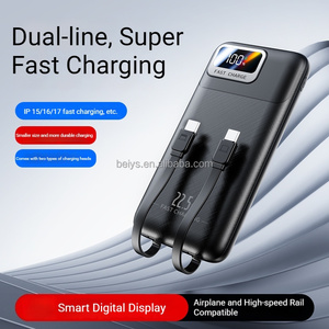 Nouvelle batterie externe OEM/<span class=keywords><strong>DOM</strong></span> 10000 mAh avec revêtement antidérapant texturé, charge rapide PD 22,5 W, câble intégré à 2 fils, chargeur portable - Product Image 2