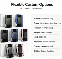 Dompet Kartu Minimalis Anti-RFID dari Aluminium dengan Logo Custom, Tali Elastis, dan Kantung Kartu untuk Pria