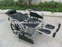 Fauteuil roulant manuel en acier, pliable et inclinable pour personnes handicapées