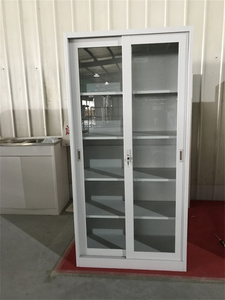 Archivador de Vidrio con 2 Puertas, Armario Metálico de Acero, Alacena de Almacenamiento de Hierro - Product Image 2