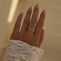 Nouvelle bague Dazan 2027 HOT INS en acier inoxydable plaqué or PVD 18 carats, style bohème, à quatre couches de perles, bijoux unisexes mixtes pour couple