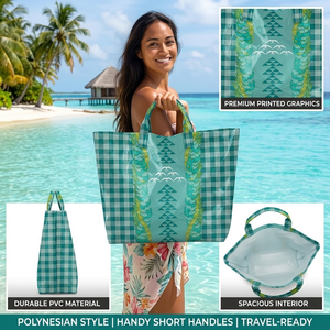 Bestseller Maßgefertigte Paraca Hawaiianische Seabird PVC-Tragetasche Wasserdicht mit Blumenkranz-Muster Großräumige Strand-Einkaufstasche - Product Image 1